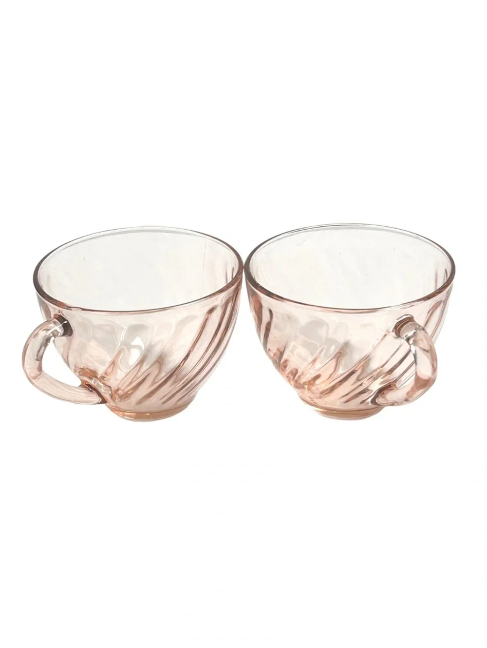 Set of 2 Vintage Arcorock Rosalind Pink Swirl Glass Tea Cups